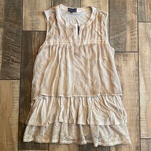 Artesia Soft Beige Sleeveless Tunic with Lace Hem 🆕